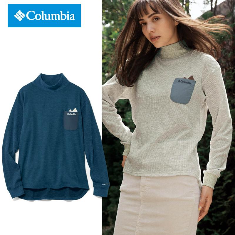 ウール混であったか！ワッフル素材モックネックプルオーバー【吸汗速乾】（コロンビア/Columbia）