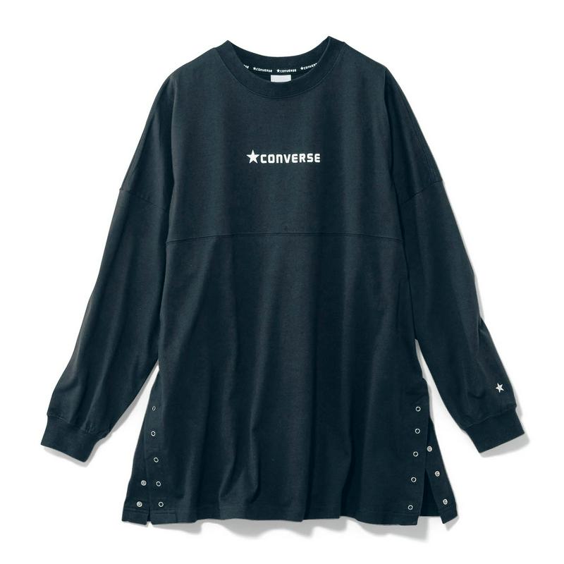 春先にも大活躍！体型カバー効果◎ボタン付きスリットチュニックＴシャツ（コンバース/CONVERSE）