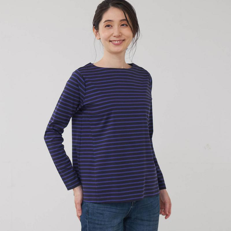 体のラインを拾いにくい大人ボーダーカットソー（花笑むとき／hana emu toki）