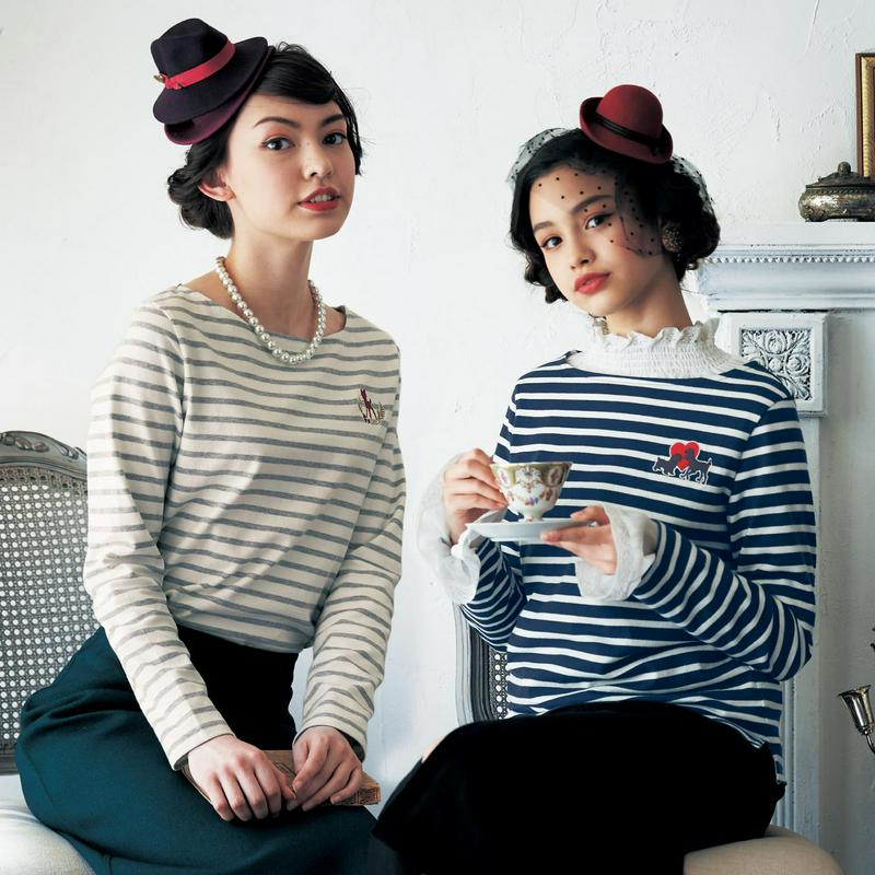 ワンポイント刺繍ボーダーカットソー【Ｓ～ＬＬ】（選べるキャラクター）（ディズニー）