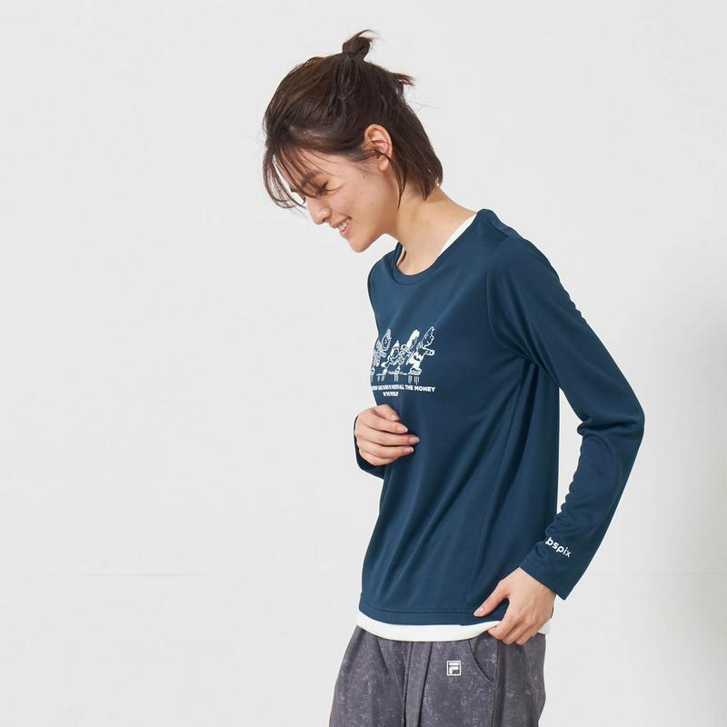 「スヌーピー」フェイクレイヤードロングＴシャツ【ＵＶケア・吸汗速乾】（ピーナッツ／PEANUTS）