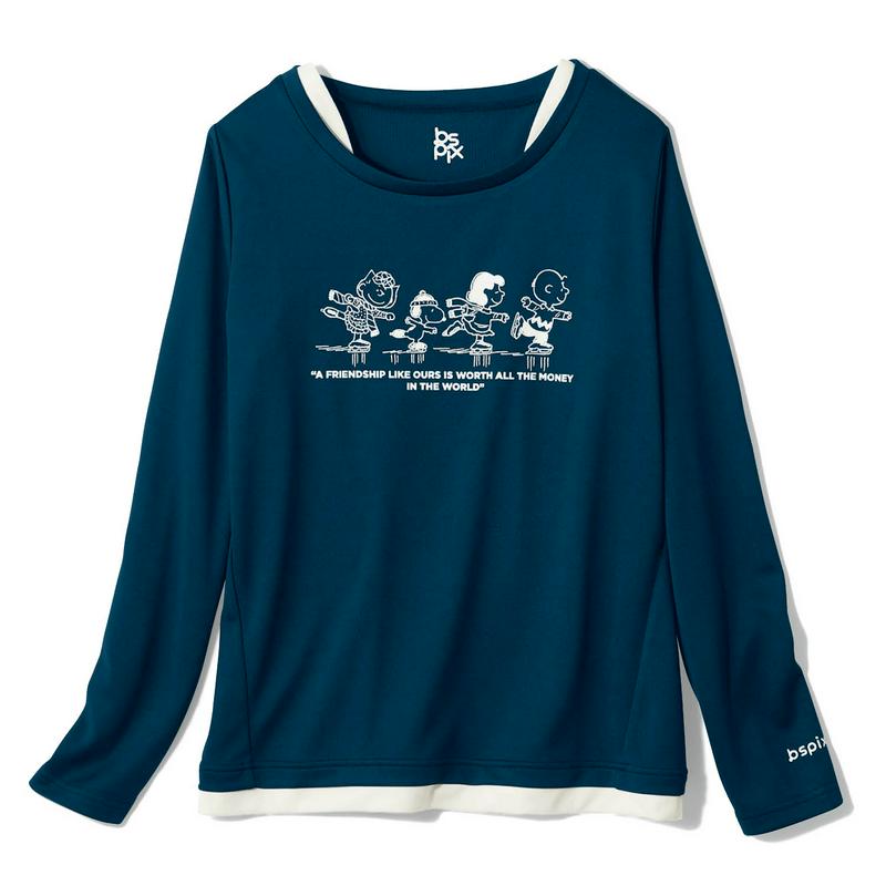 「スヌーピー」フェイクレイヤードロングＴシャツ【ＵＶケア・吸汗速乾】（ピーナッツ／PEANUTS）