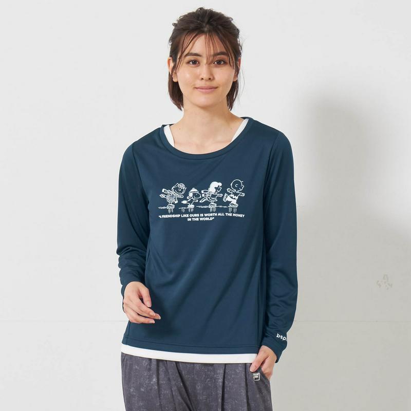 「スヌーピー」フェイクレイヤードロングＴシャツ【ＵＶケア・吸汗速乾】（ピーナッツ／PEANUTS）