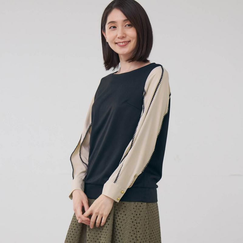 配色刺繍使いカットソー（花笑むとき／hana emu toki）