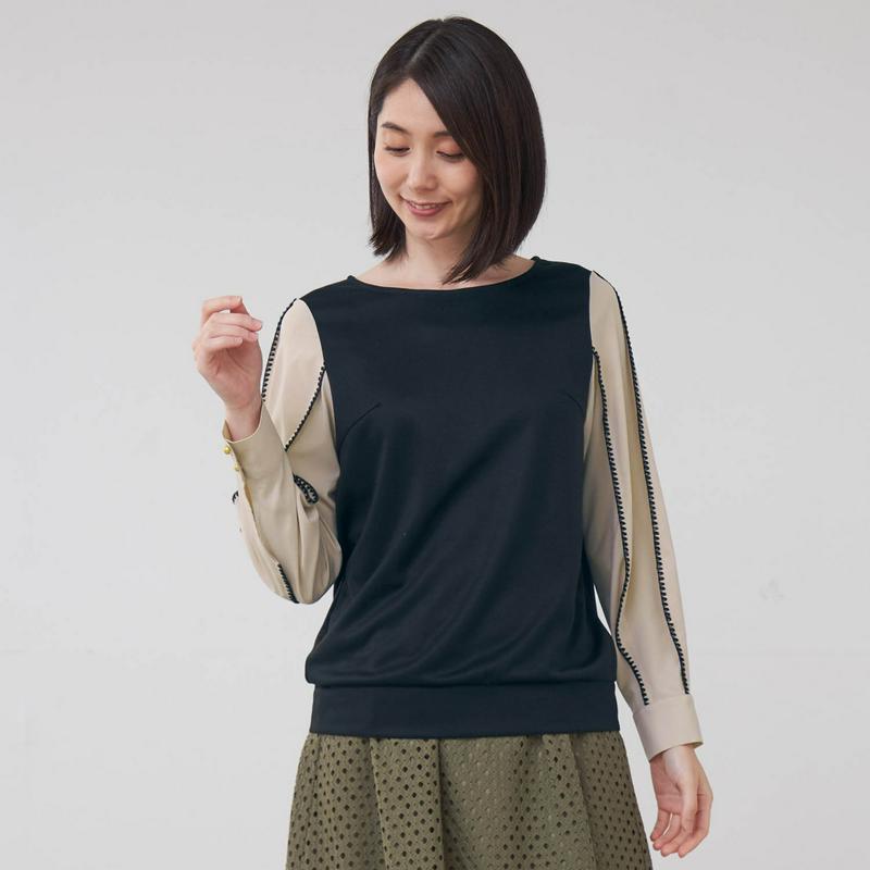 配色刺繍使いカットソー（花笑むとき／hana emu toki）