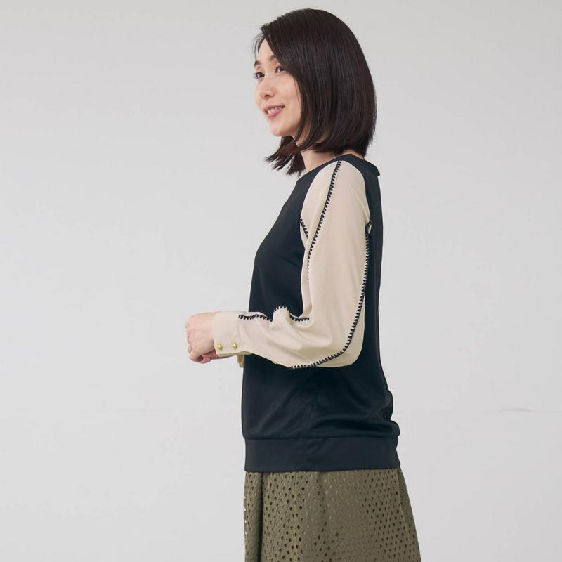 配色刺繍使いカットソー（花笑むとき／hana emu toki）