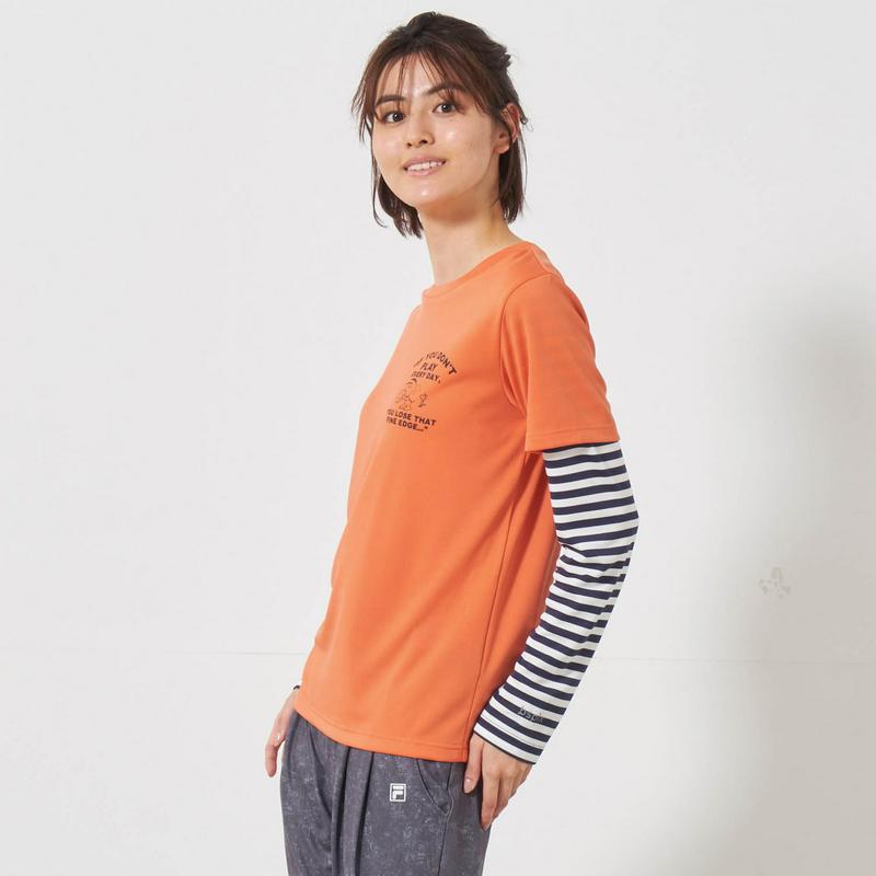 「スヌーピー」袖レイヤードドライメッシュＴシャツ【ＵＶケア・吸汗速乾】（ピーナッツ／PEANUTS）