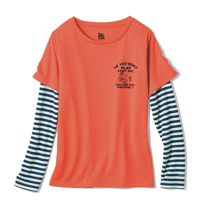 「スヌーピー」袖レイヤードドライメッシュＴシャツ【ＵＶケア・吸汗速乾】（ピーナッツ／PEANUTS）