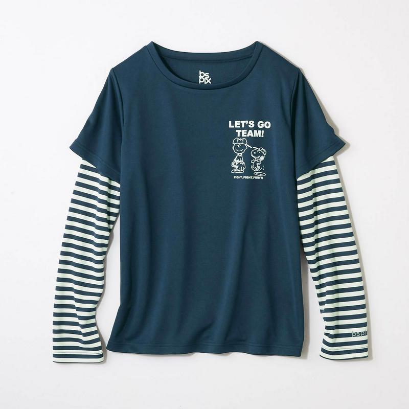 「スヌーピー」袖レイヤードドライメッシュＴシャツ【ＵＶケア・吸汗速乾】（ピーナッツ／PEANUTS）