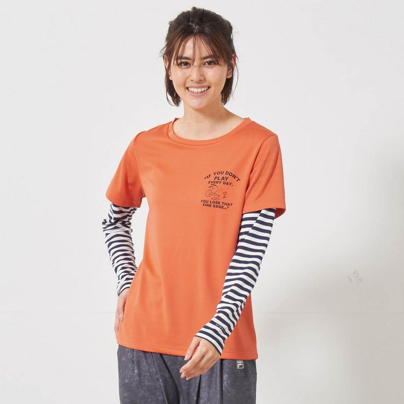 「スヌーピー」袖レイヤードドライメッシュＴシャツ【ＵＶケア・吸汗速乾】（ピーナッツ／PEANUTS）
