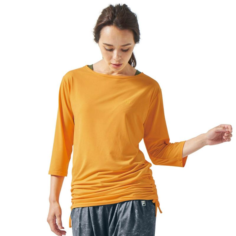 宅トレやリラックスウェアとしても◎レイヤード風７分袖Ｔシャツ【ＵＶケア・吸汗速乾】（フィラ/FILA）