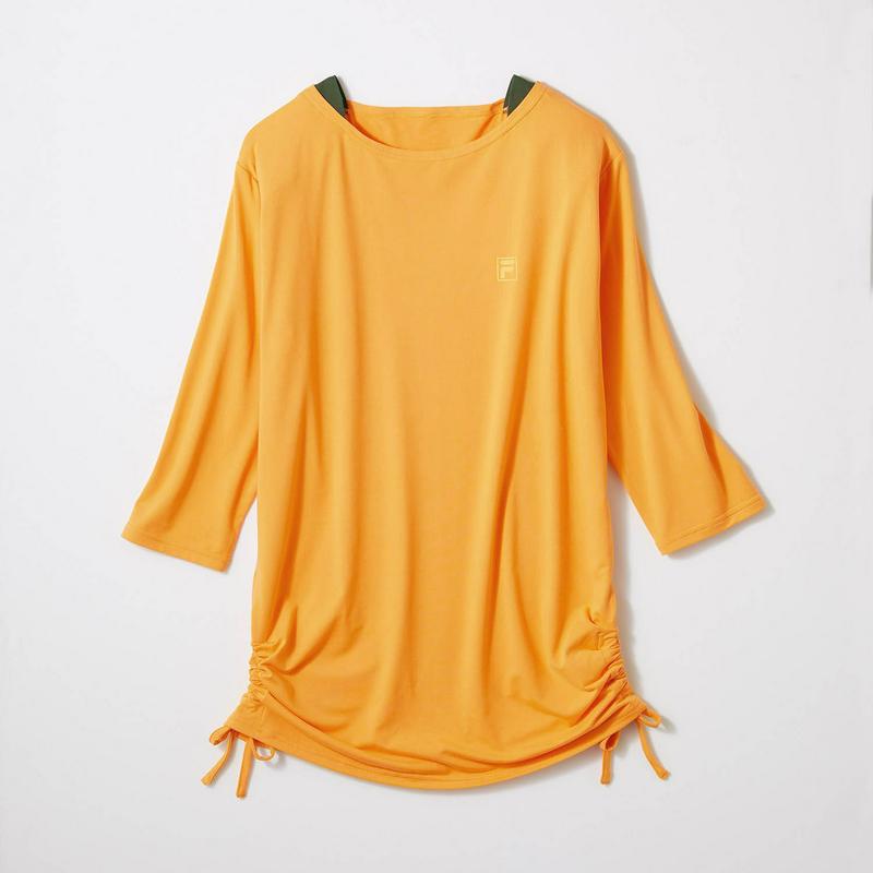 宅トレやリラックスウェアとしても◎レイヤード風７分袖Ｔシャツ【ＵＶケア・吸汗速乾】（フィラ/FILA）