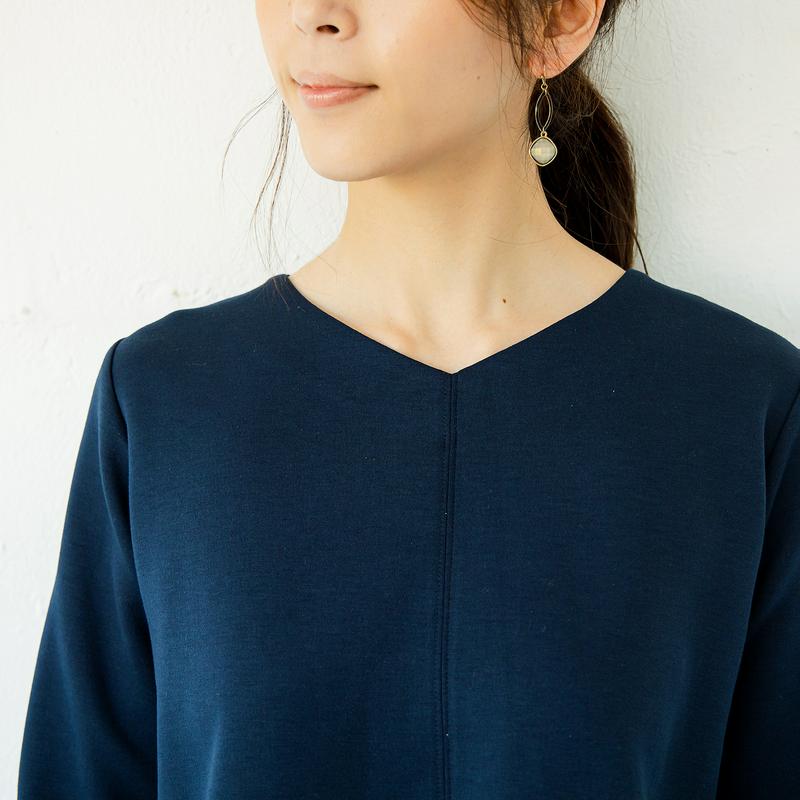 女っぽスウェット後ろ異素材使いチュニック