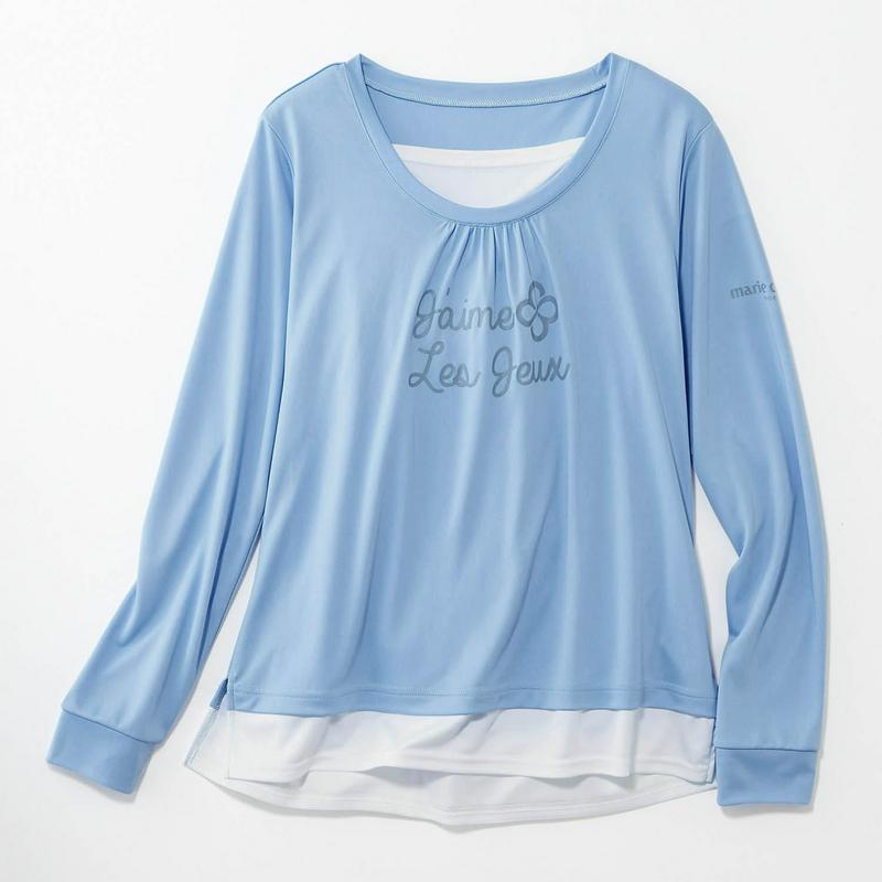 １枚でおしゃれ見せ！春先にもおすすめレイヤード長袖Ｔシャツ【ＵＶケア・吸汗速乾】（マリ・クレール スポール/marie claire sport）