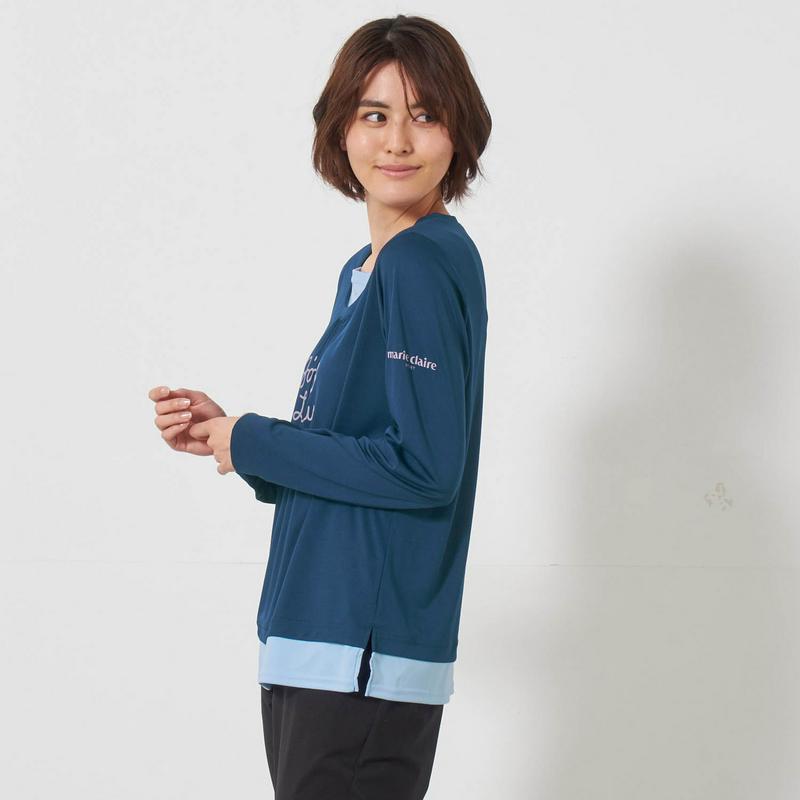 １枚でおしゃれ見せ！春先にもおすすめレイヤード長袖Ｔシャツ【ＵＶケア・吸汗速乾】（マリ・クレール スポール/marie claire sport）