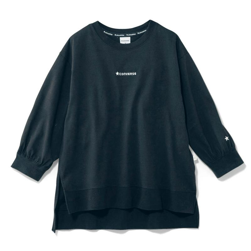 １枚でサマ見え◎バックプリント７分袖スウェットプルオーバー（コンバース/CONVERSE）