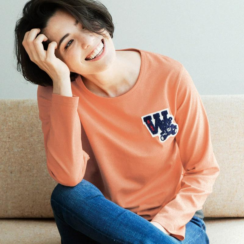 １枚でサマ見え！サガラ刺繍裾レイヤード長袖Ｔシャツ（ウイルソン/Wilson）