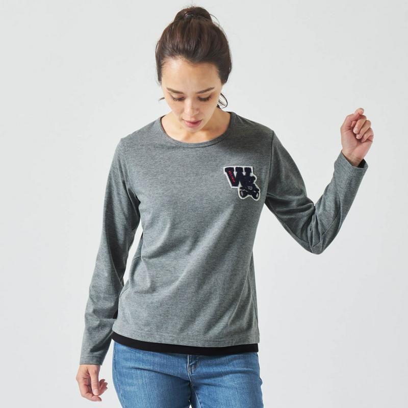 １枚でサマ見え！サガラ刺繍裾レイヤード長袖Ｔシャツ（ウイルソン/Wilson）