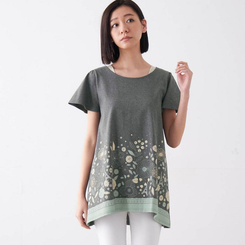 フェイクレイヤードチュニックＴシャツ「ミニラボ」【綿１００％】（mini labo）