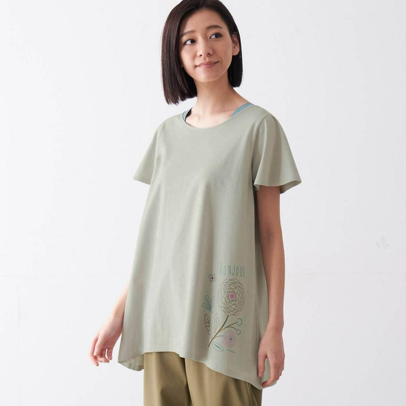 フェイクレイヤードチュニックＴシャツ「ミニラボ」【綿１００％】（mini labo）