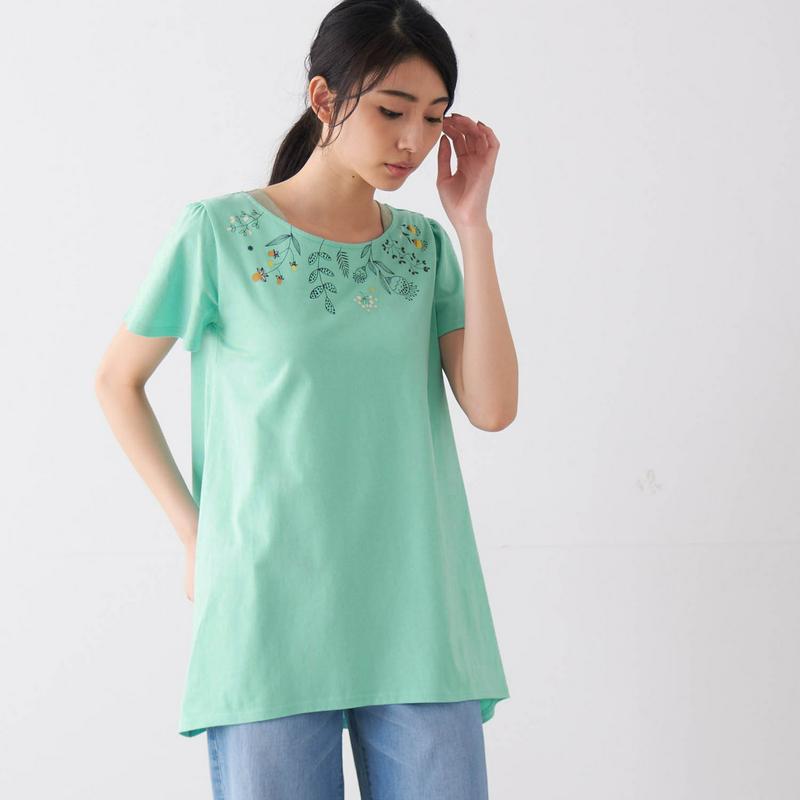 フェイクレイヤードチュニックＴシャツ「ミニラボ」【綿１００％】（mini labo）