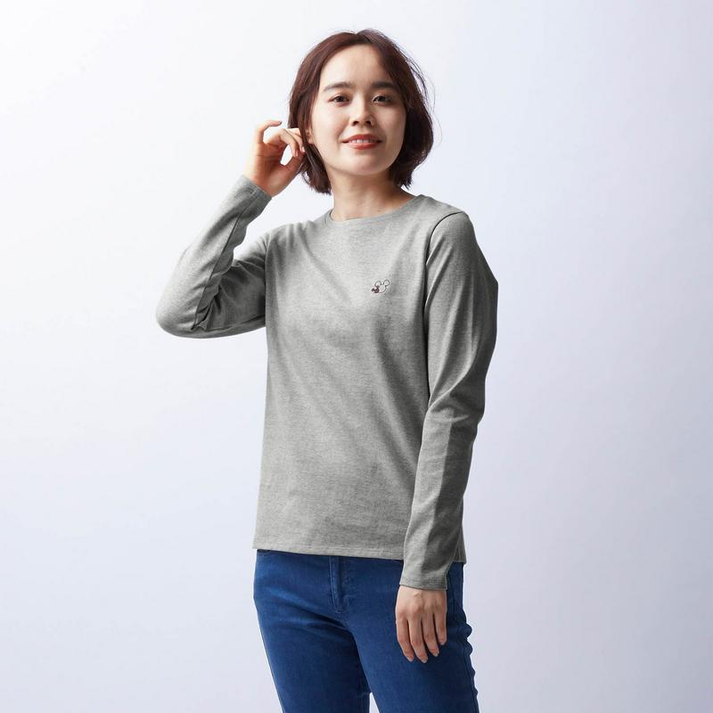 ワンポイント長袖Ｔシャツ【Ｓ～ＬＬ】「ミッキーモチーフ」（ディズニー）