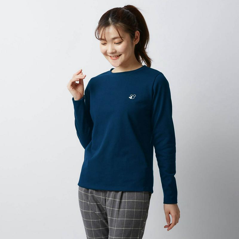 ワンポイント長袖Ｔシャツ【Ｓ～ＬＬ】「ミッキーモチーフ」（ディズニー）
