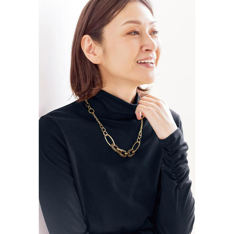 マリンコラーゲン加工のなめらかなボトルネックプルオーバー［日本製］（花笑むとき／hana emu toki）