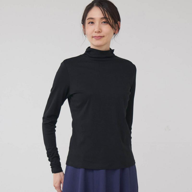 マリンコラーゲン加工のなめらかなボトルネックプルオーバー［日本製］（花笑むとき／hana emu toki）