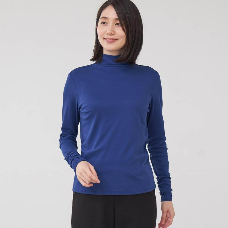 マリンコラーゲン加工のなめらかなボトルネックプルオーバー［日本製］（花笑むとき／hana emu toki）