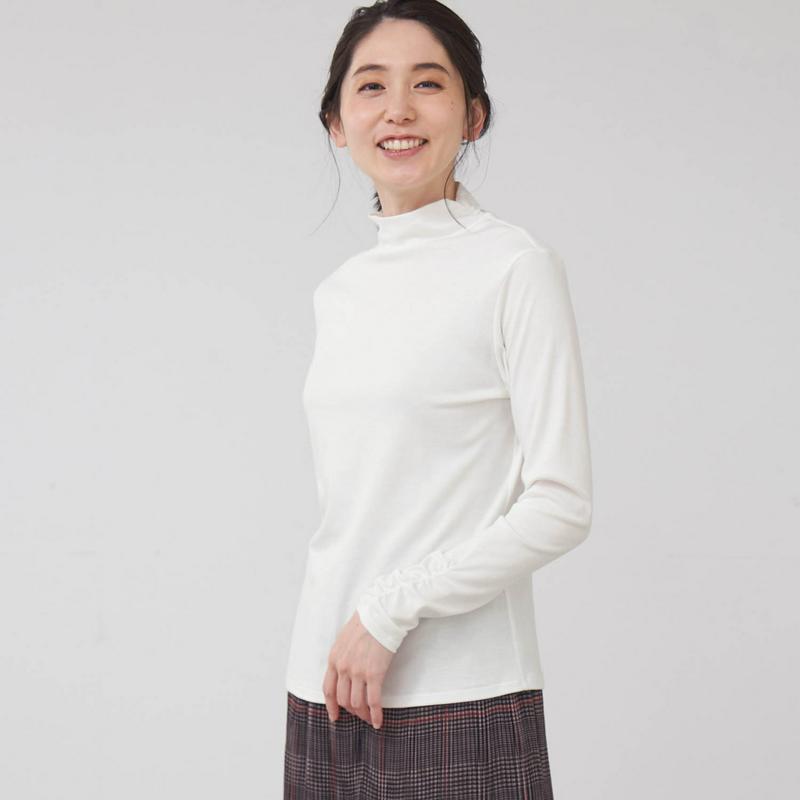 マリンコラーゲン加工のなめらかなボトルネックプルオーバー［日本製］（花笑むとき／hana emu toki）