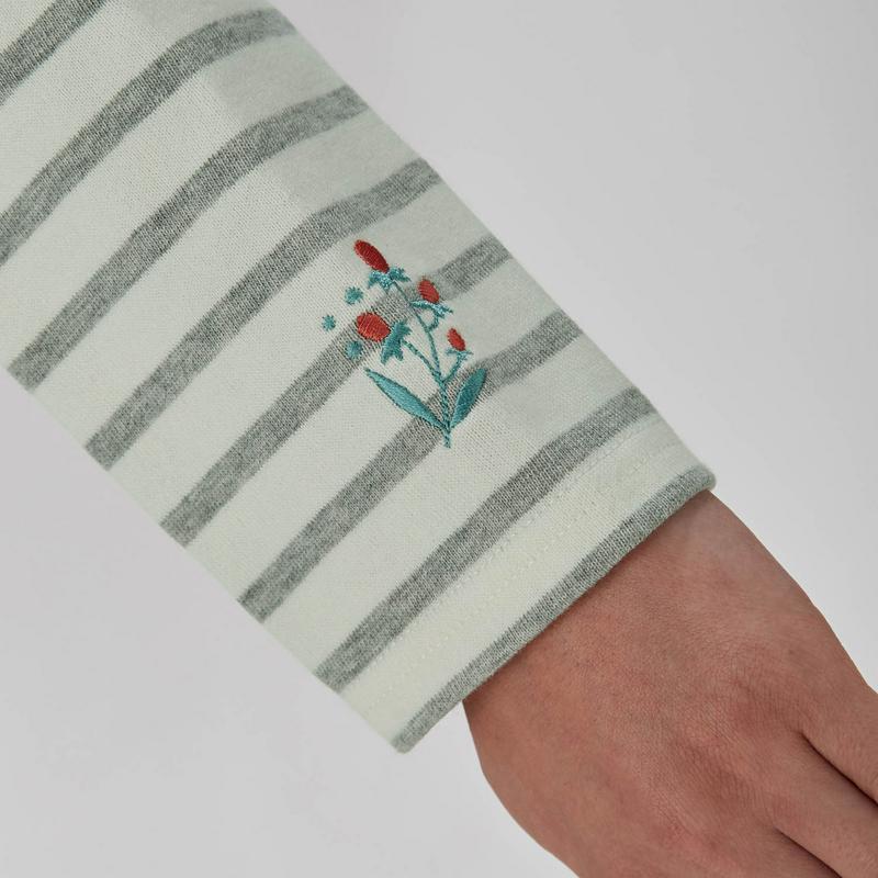 刺繍入りボーダーカットソー「ミニラボ」（mini labo）