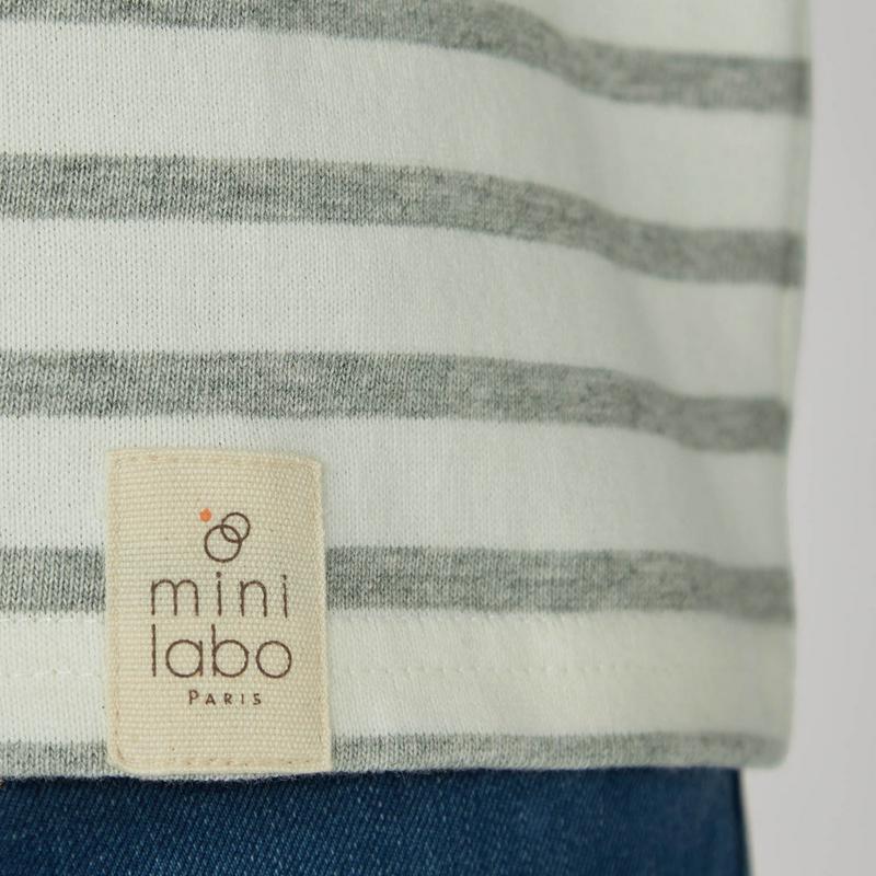 刺繍入りボーダーカットソー「ミニラボ」（mini labo）