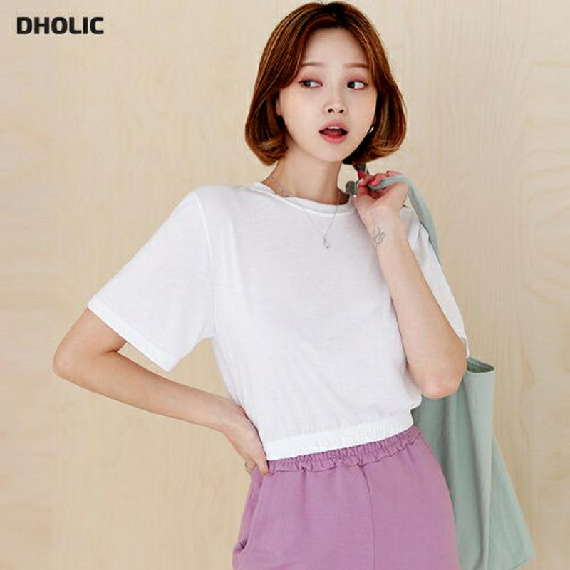 【新作10%OFF】ゴムヘムTシャツ・全4色・t47916 レディース【tops】【韓国 ファッション トップス Tシャツ 半袖