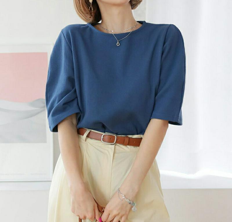 【新作10%OFF】バルーンスリーブTシャツ・全4色・t47889 レディース【tops】【韓国 ファッション トップス Tシャ