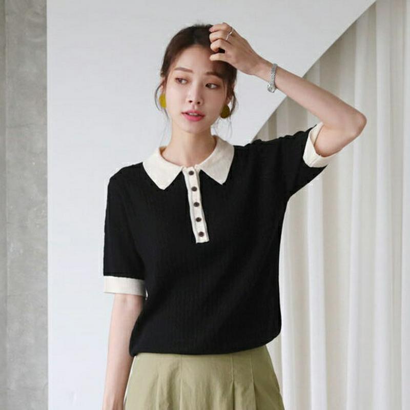 【新作10%OFF】コントラストカラーニット・全4色・t63546 レディース【tops】【韓国 ファッション トップス ニット