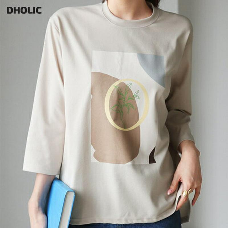 【新作10%OFF】スクエアプリントTシャツ・全3色・b63549 レディース【tops】【韓国 ファッション トップス Tシャ