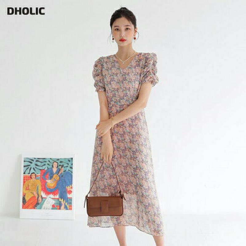 【新作10%OFF】パフフローラルワンピース・全2色・e47902 レディース【ops】【韓国 ファッション ワンピース ロング