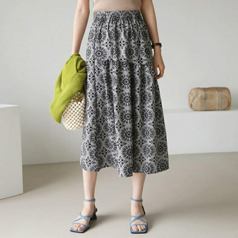 【新作10%OFF】パターンロングスカート・全2色・b63554 レディース【sk】【韓国 ファッション スカート ロング ロン