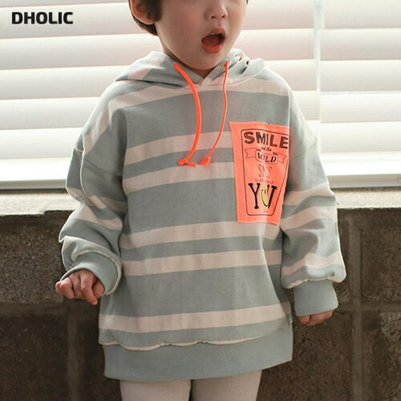 【新作10%OFF】SMILEパッチボーダーフーディ・u04858 キッズ【3~8才】【tops】【トップス フード フーディー