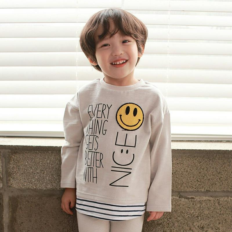 【新作10%OFF】レイヤードヘムスマイルTシャツ・u04845 キッズ【3~8才】【tops】【トップス Tシャツ 長袖 ロン