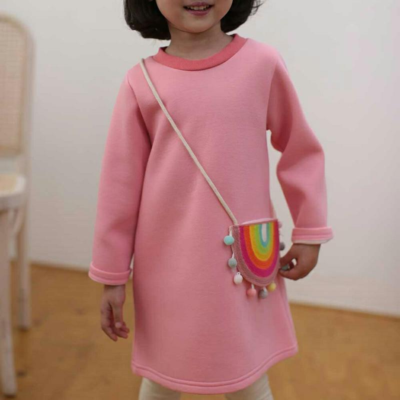 【新作10%OFF】レインボーバッグ付ワンピース・u04854 キッズ【3~8才】【ops】【ワンピース ミディ丈 ミディワンピ