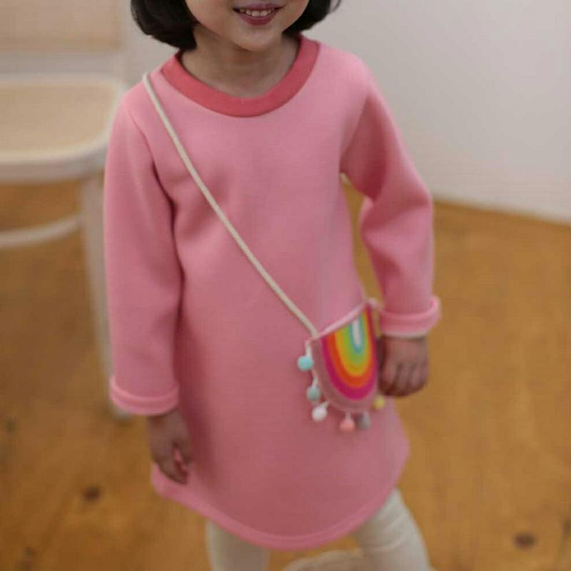 【新作10%OFF】レインボーバッグ付ワンピース・u04854 キッズ【3~8才】【ops】【ワンピース ミディ丈 ミディワンピ