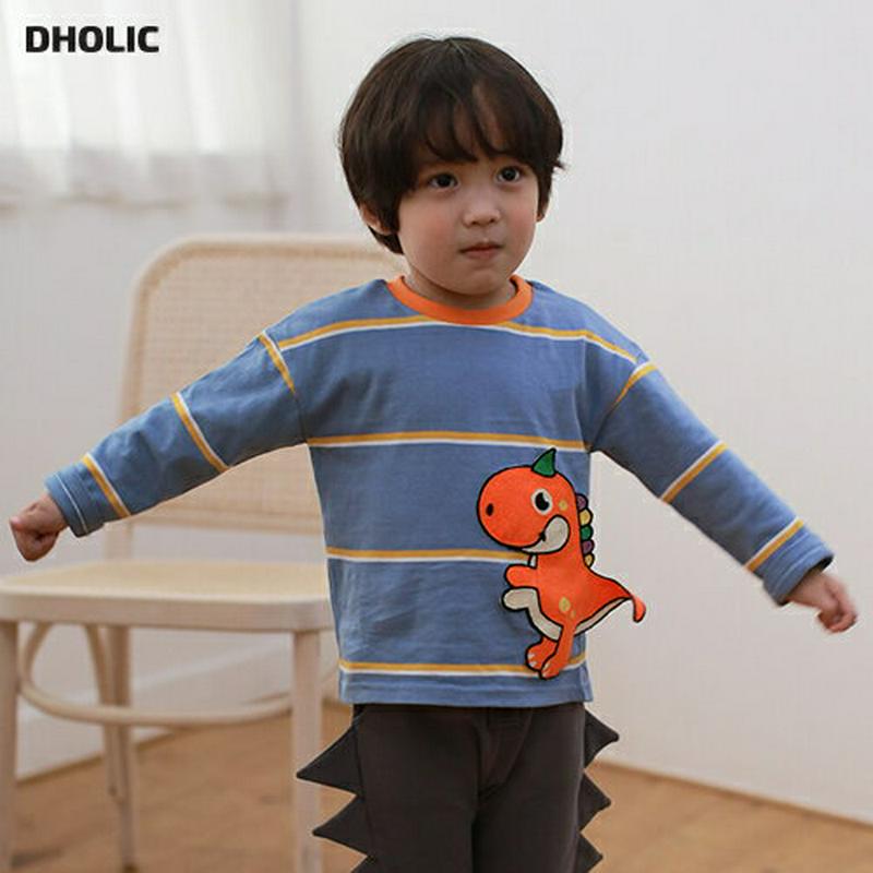 【新作10%OFF】ダイナソーボーダーTシャツ・u04824 キッズ【3~8才】【tops】【トップス Tシャツ 長袖 ボーダー