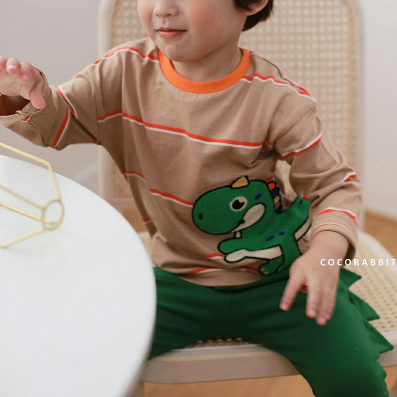 【新作10%OFF】ダイナソーボーダーTシャツ・u04824 キッズ【3~8才】【tops】【トップス Tシャツ 長袖 ボーダー