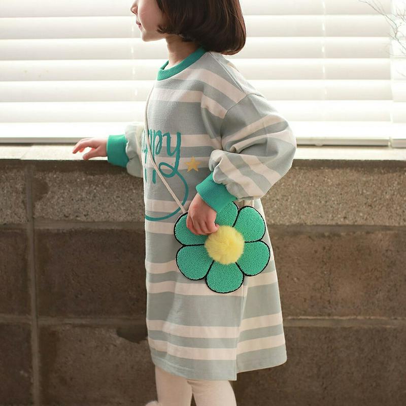 【新作10%OFF】フラワーバッグ付ボーダーワンピース・u04852 キッズ【3~8才】【ops】【ワンピース ミディ丈 ミディ