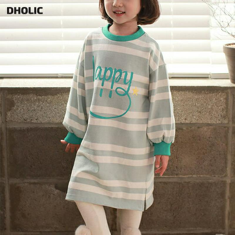 【新作10%OFF】happyボーダーワンピース・u04841 キッズ【3~8才】【ops】【ワンピース ミディ丈 ミディワンピ