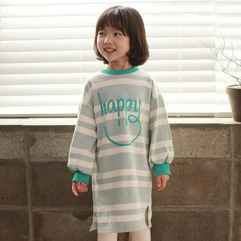 【新作10%OFF】happyボーダーワンピース・u04841 キッズ【3~8才】【ops】【ワンピース ミディ丈 ミディワンピ