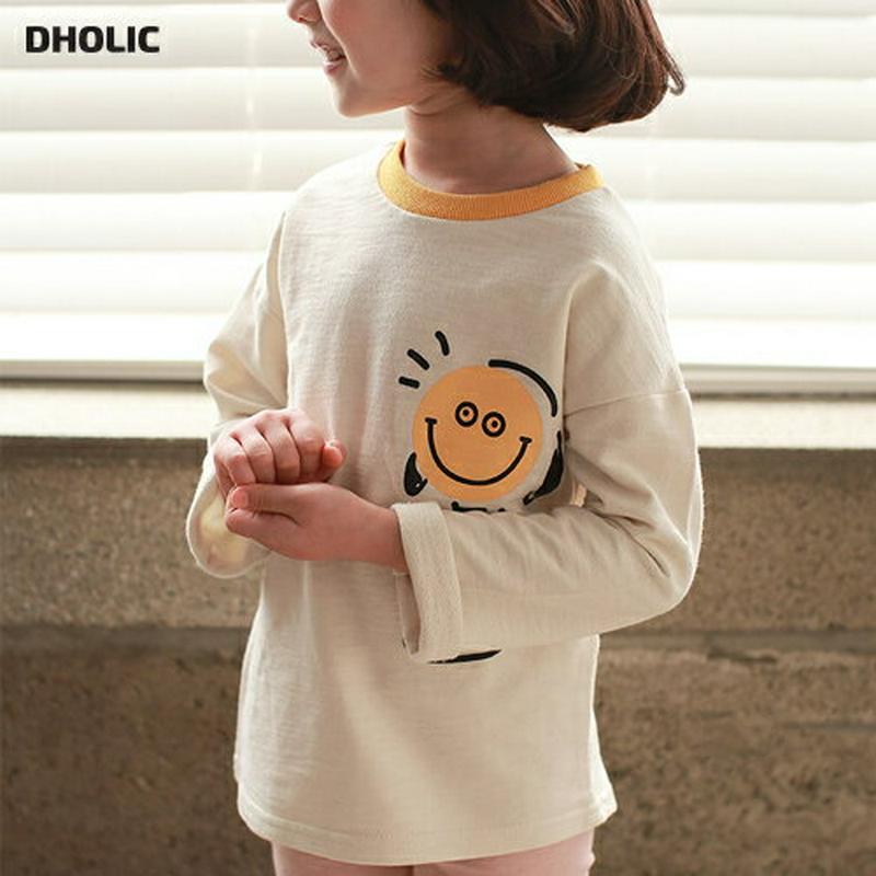 【新作10%OFF】スマイルプリント長袖Tシャツ・u04848 キッズ【3~8才】【tops】【トップス 長袖 Tシャツ スマイ