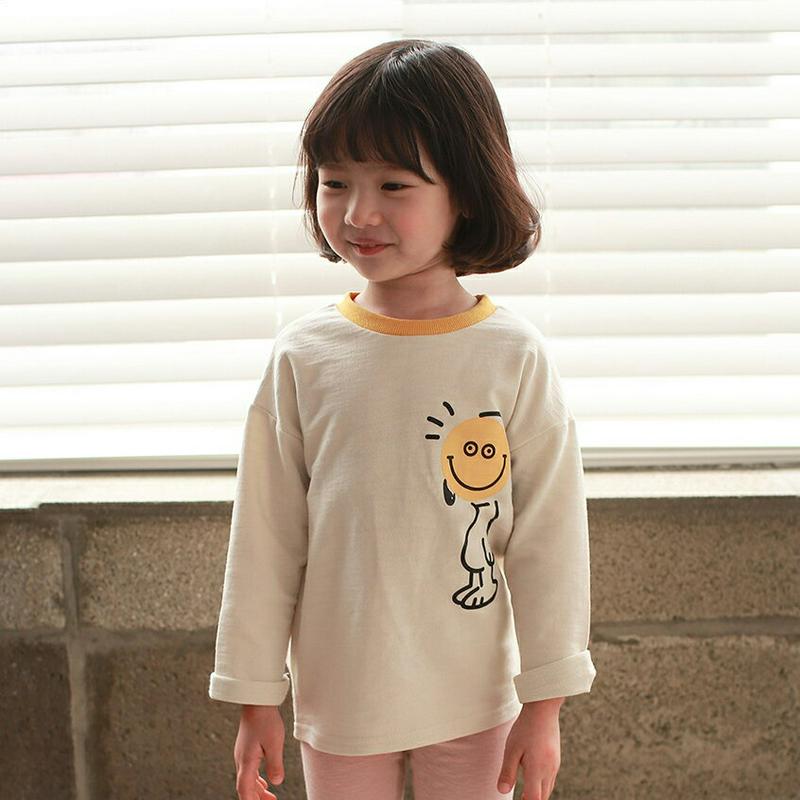 【新作10%OFF】スマイルプリント長袖Tシャツ・u04848 キッズ【3~8才】【tops】【トップス 長袖 Tシャツ スマイ